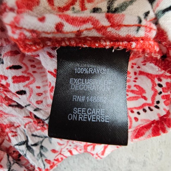 Torrid Top Women's‎ 0/L Multicolor Babydoll Crinkle Gauze Crochet Inset Lace-Up - Picture 9 of 10